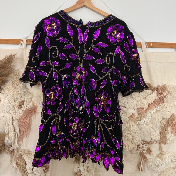 Vintage sequins short sleeves top - Picture 2 of 4